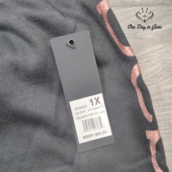 Bebe Sport Glitter Stripe Jogger Pants Size 1X - Picture 2 of 6